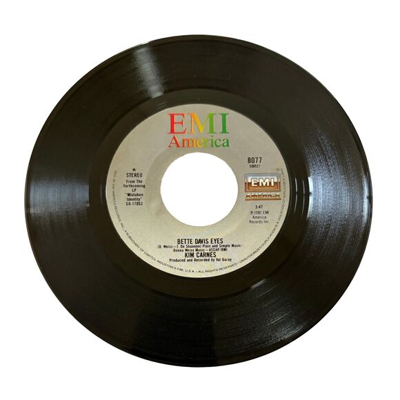 Kim Carnes 80s Hits "Bette Davis Eyes" and "Invisible Minds" 45  Vinyls  - MINT - Picture 4 of 8